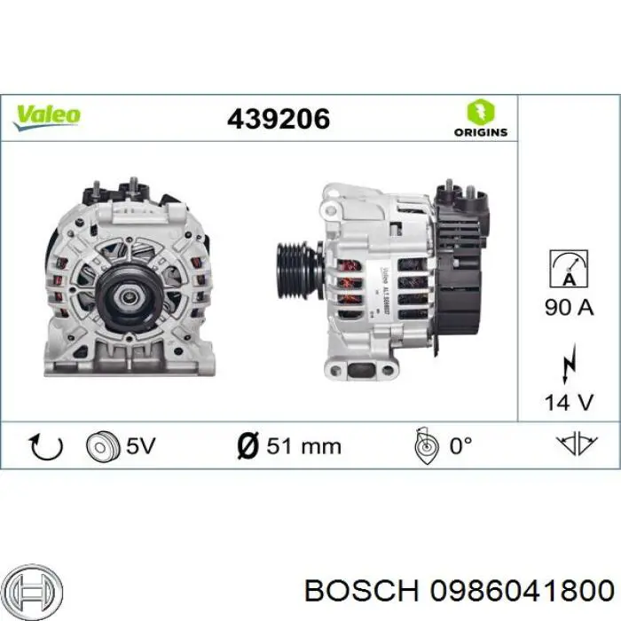 0 986 041 800 Bosch alternador