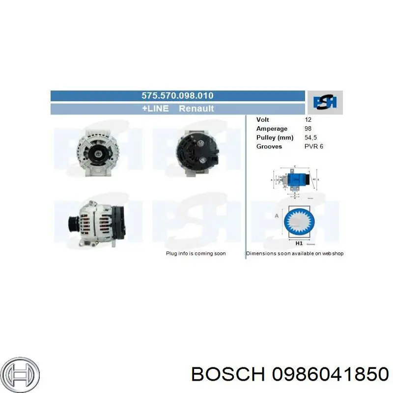 Alternador del motor Bosch 0986041850 precio, desde 56,63 EUR