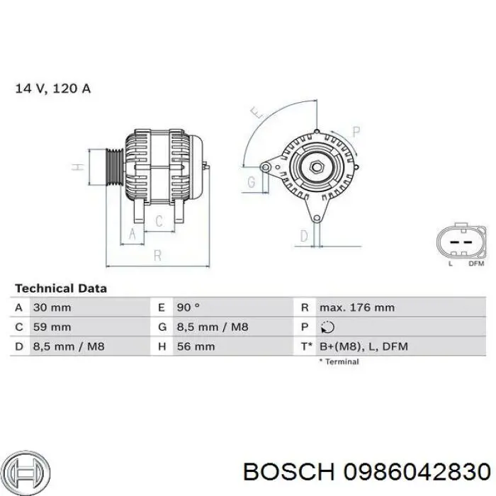 0 986 042 830 Bosch alternador