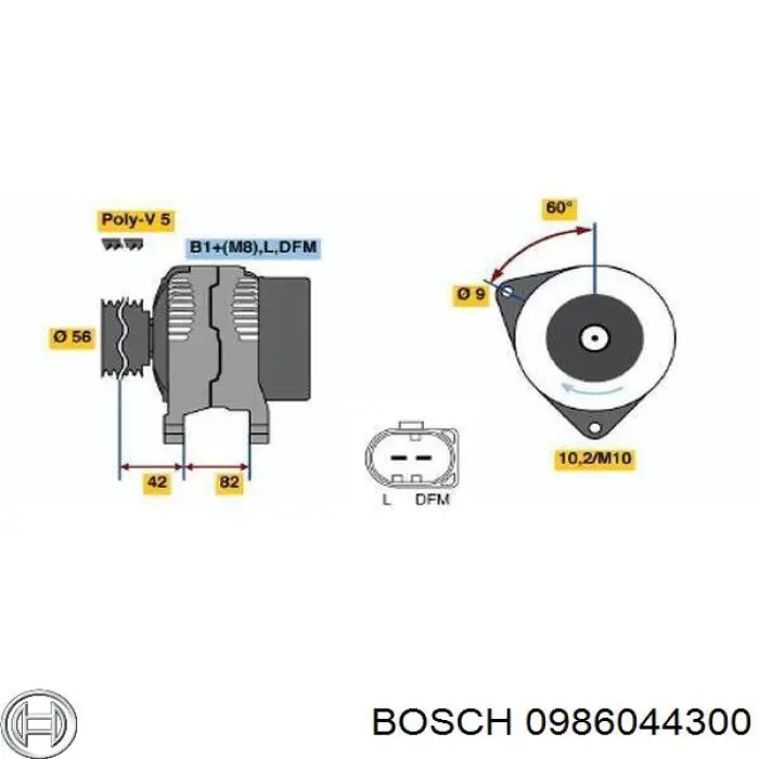 0 986 044 300 Bosch alternador