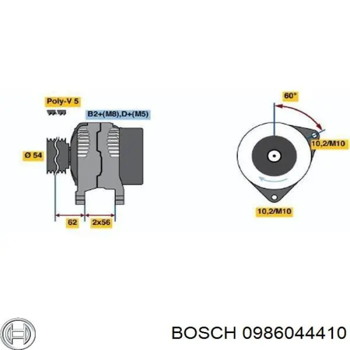 0 986 044 410 Bosch alternador
