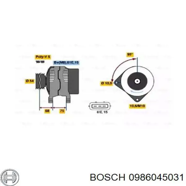 0986045031 Bosch Alternador de coche