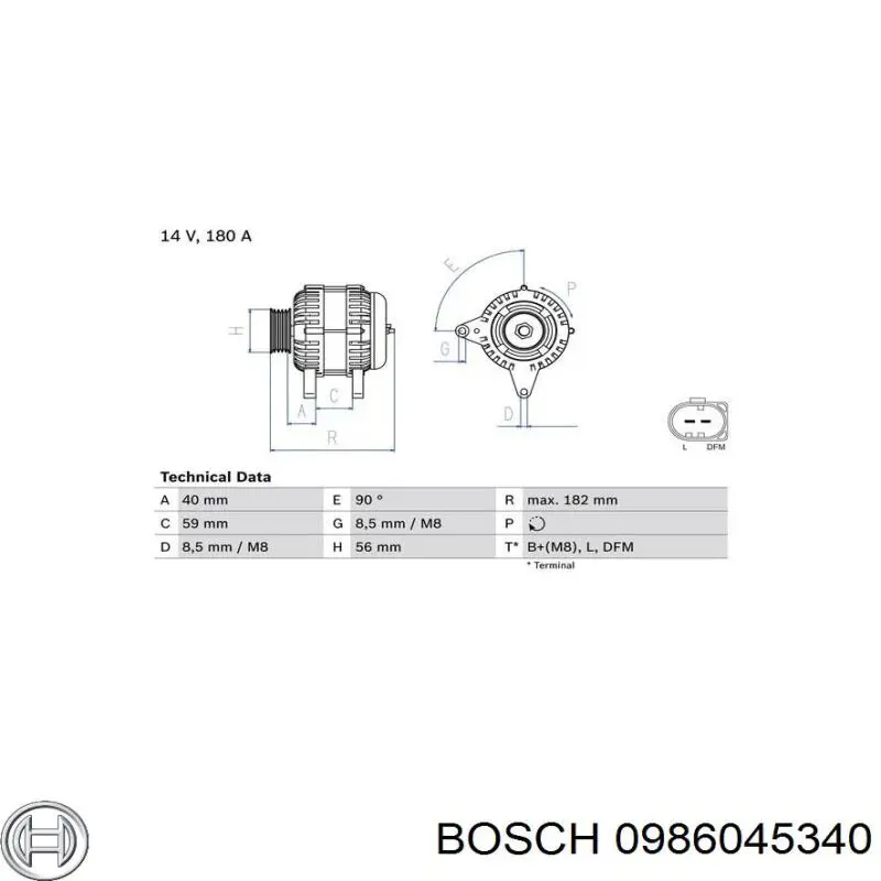0 986 045 340 Bosch alternador