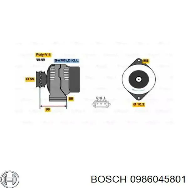 Alternador 0986045801 Bosch