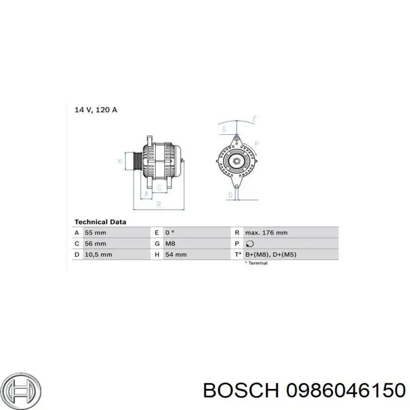 0 986 046 150 Bosch alternador