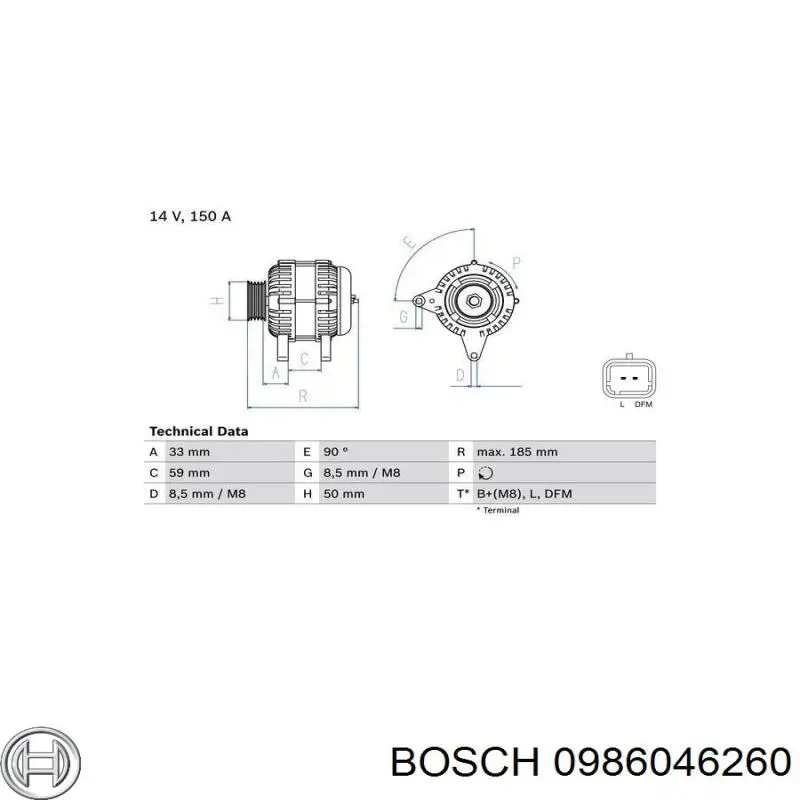 Alternador del motor Bosch 0986046260 precio, desde 240,91 EUR