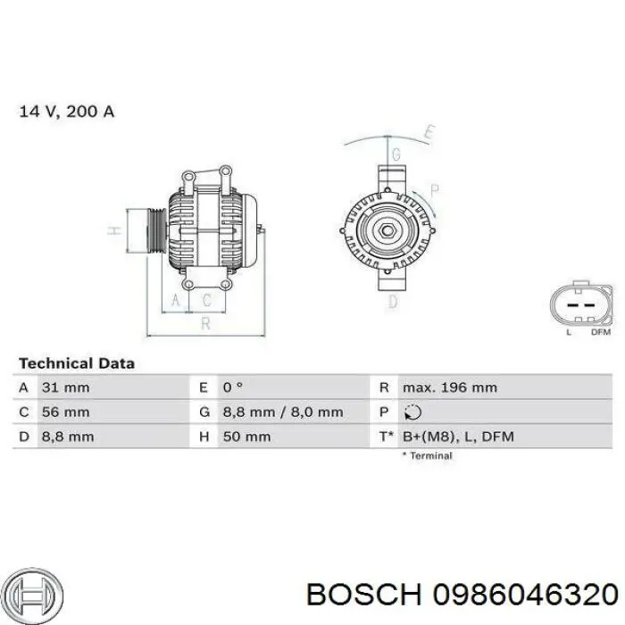 0 986 046 320 Bosch alternador