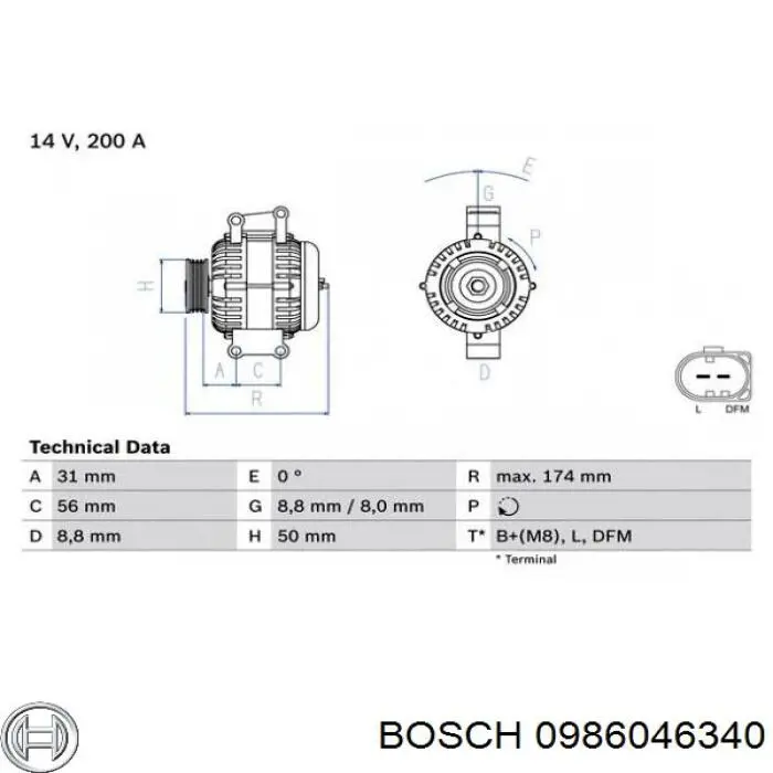 Alternador del motor Bosch 0986046340 precio, desde 325,70 EUR