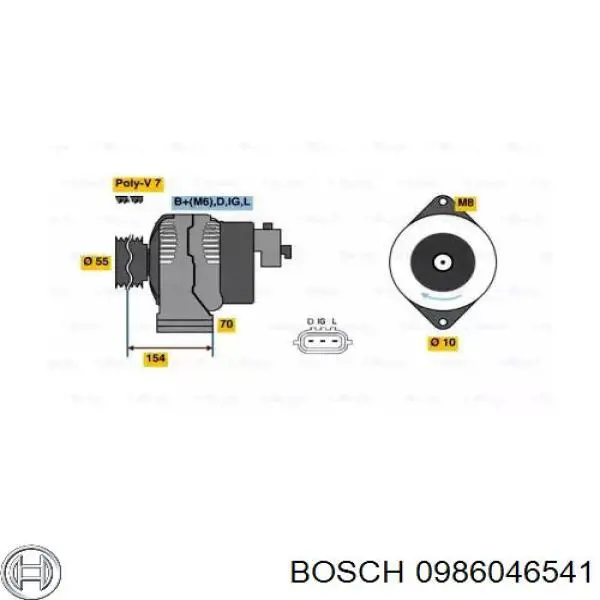 Alternador 0986046541 Bosch