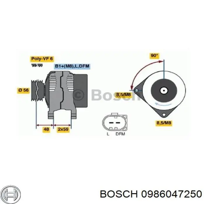 0 986 047 250 Bosch alternador