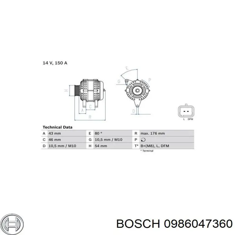 0 986 047 360 Bosch alternador