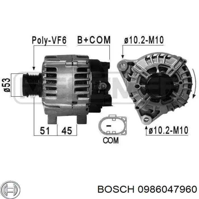 0 986 047 960 Bosch alternador