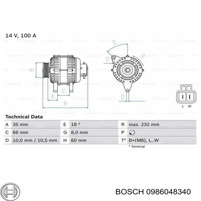 0 986 048 340 Bosch alternador