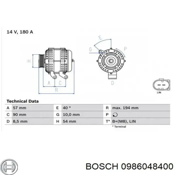0986048400 Bosch alternador