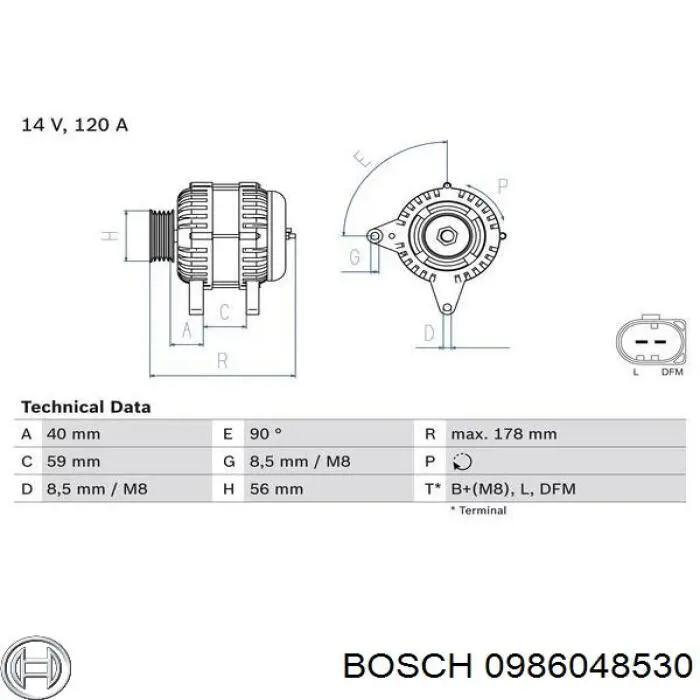 0 986 048 530 Bosch alternador