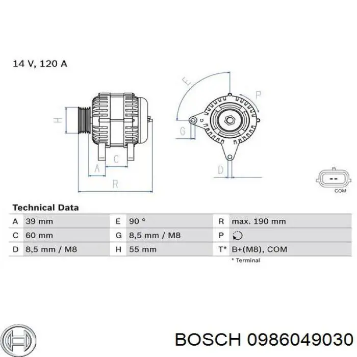 0 986 049 030 Bosch alternador