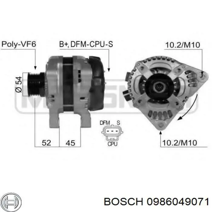 Alternador 0986049071 Bosch
