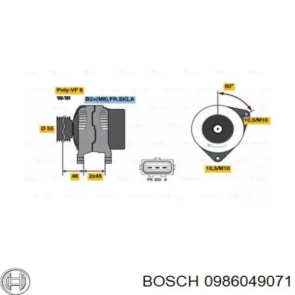Alternador 0986049071 Bosch
