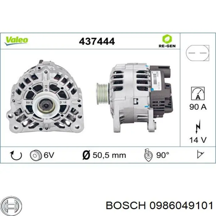 0 986 049 101 Bosch alternador