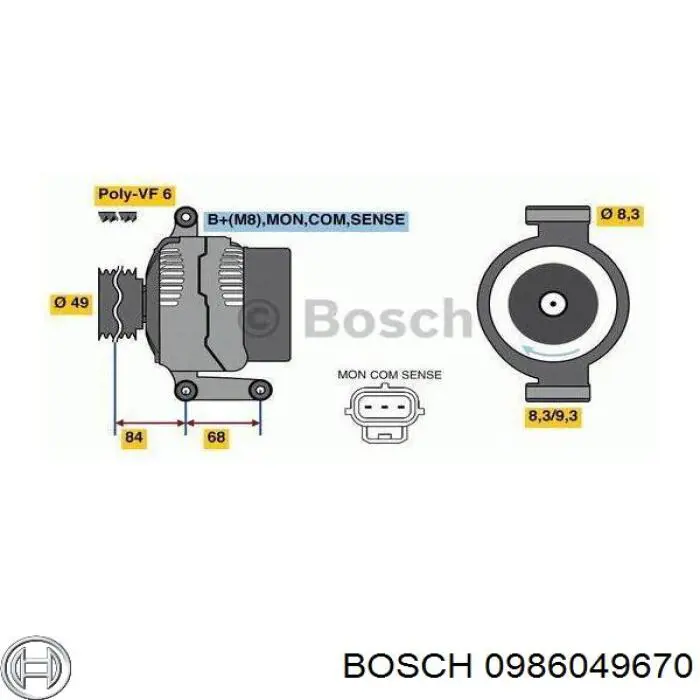 0 986 049 670 Bosch alternador