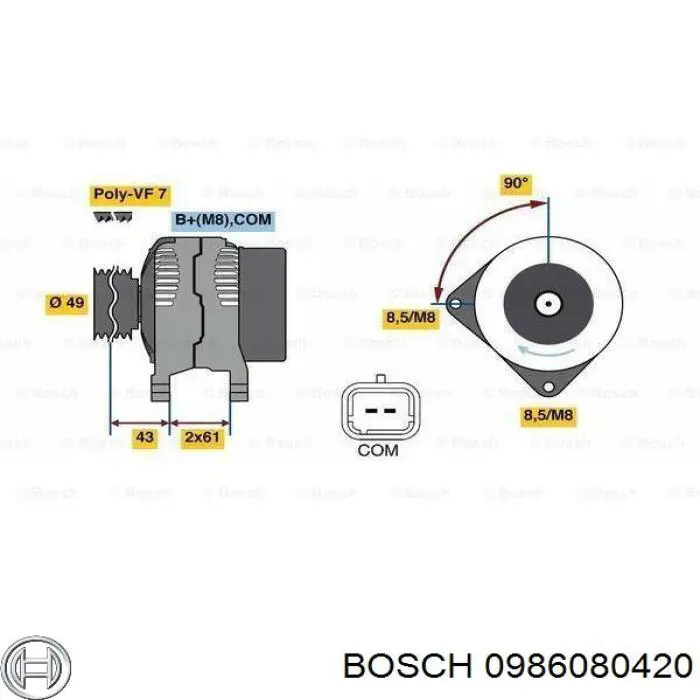 0 986 080 420 Bosch alternador
