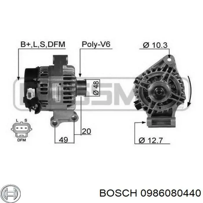 0 986 080 440 Bosch alternador
