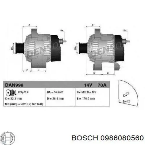 0986080560 Bosch alternador
