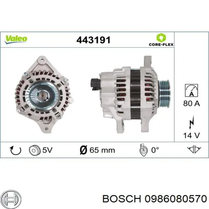 0 986 080 570 Bosch alternador