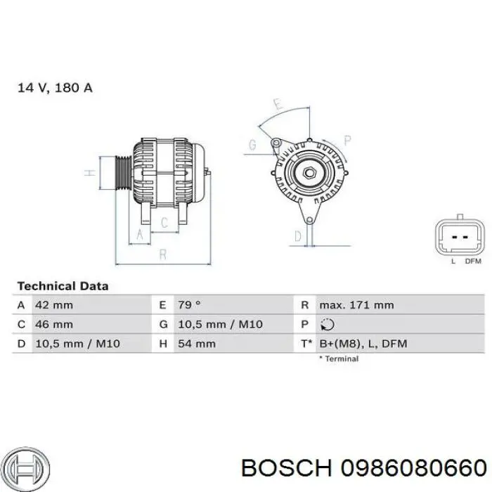 0 986 080 660 Bosch alternador