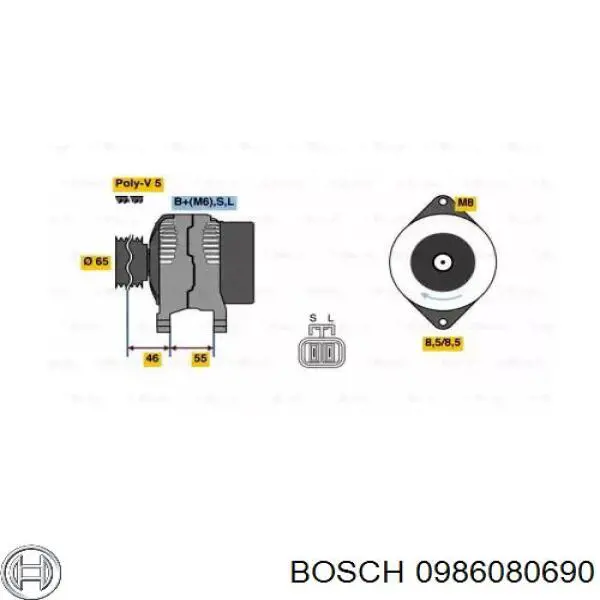 Alternador 0986080690 Bosch
