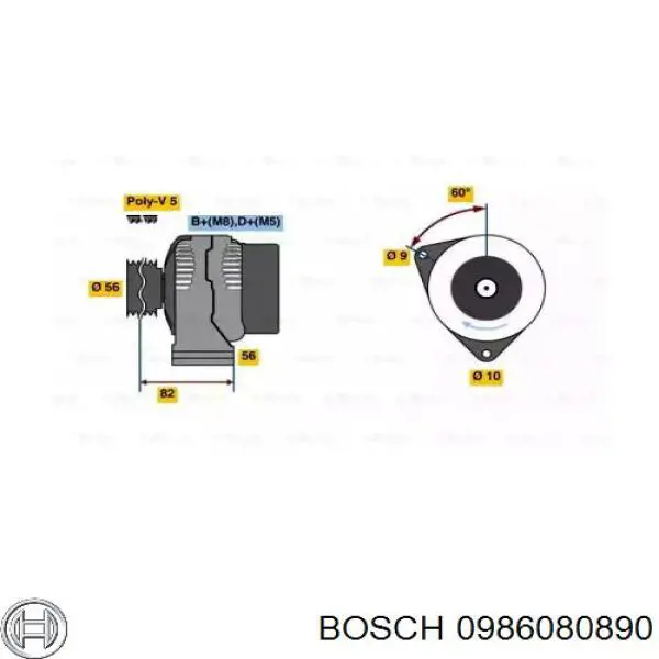 Alternador 0986080890 Bosch