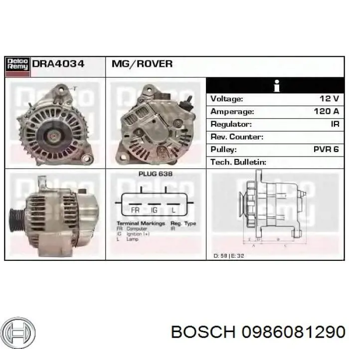 0986081290 Bosch alternador