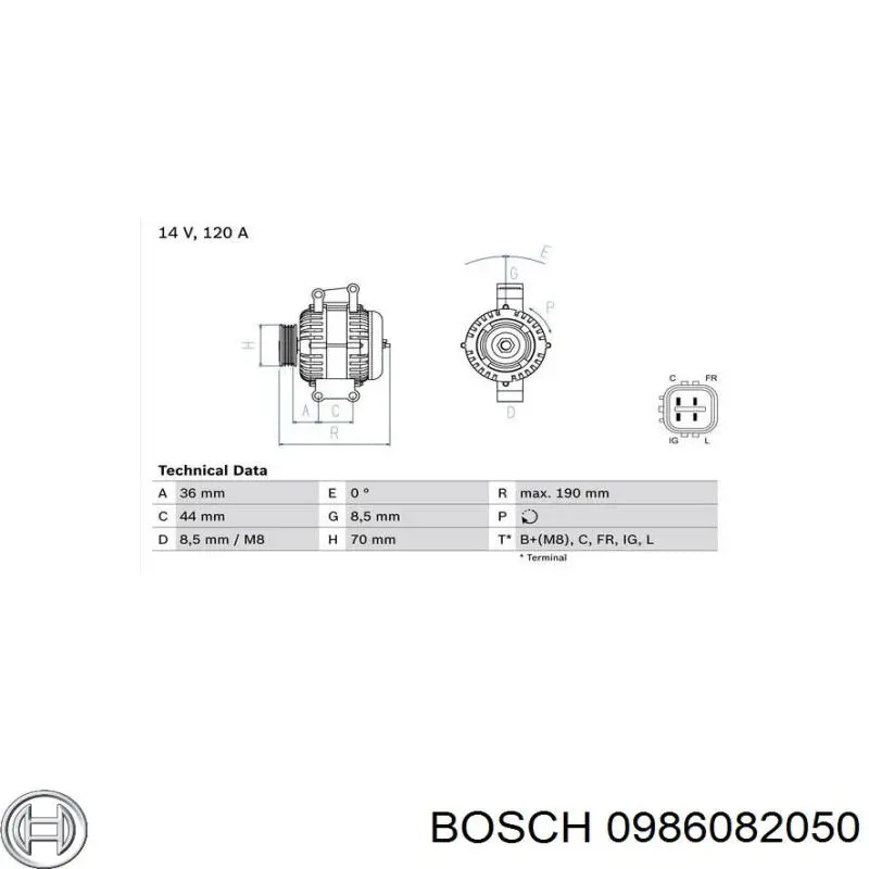 0 986 082 050 Bosch alternador