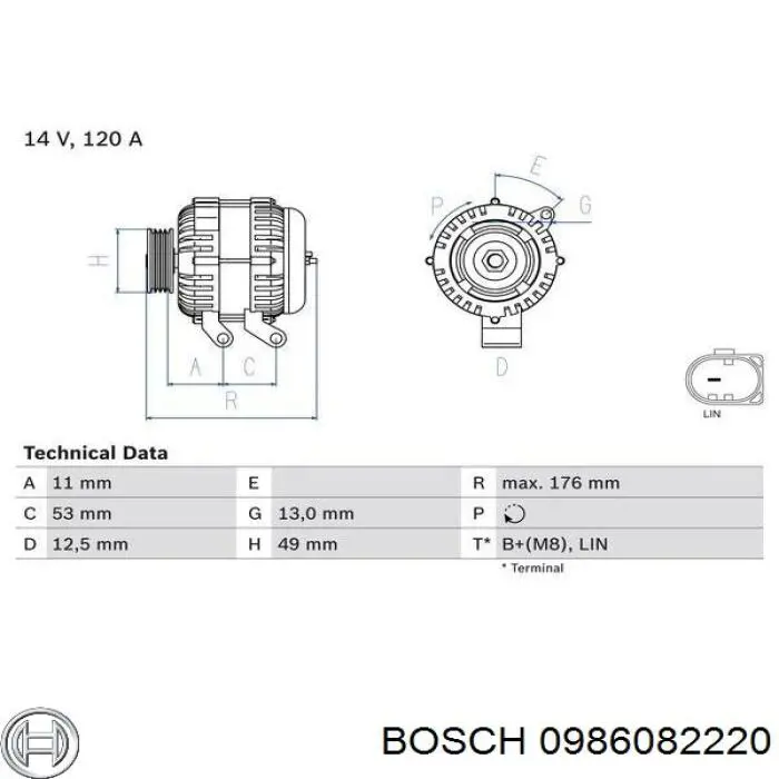 0 986 082 220 Bosch alternador