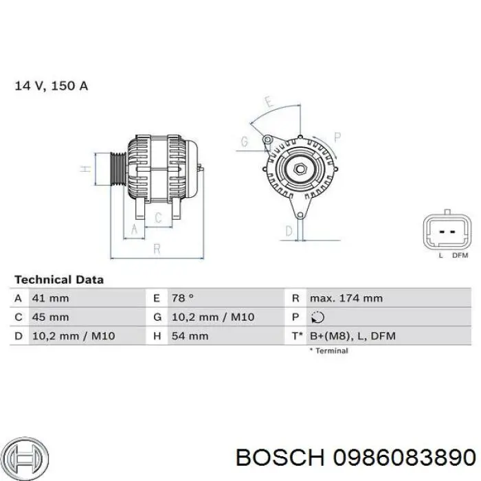 0986083890 Bosch Alternador de coche