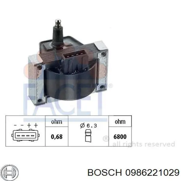 0986221029 Bosch Bobina de ignición
