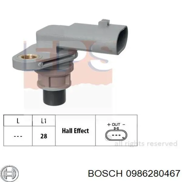 0986280467 Bosch sensor de posición del árbol de levas