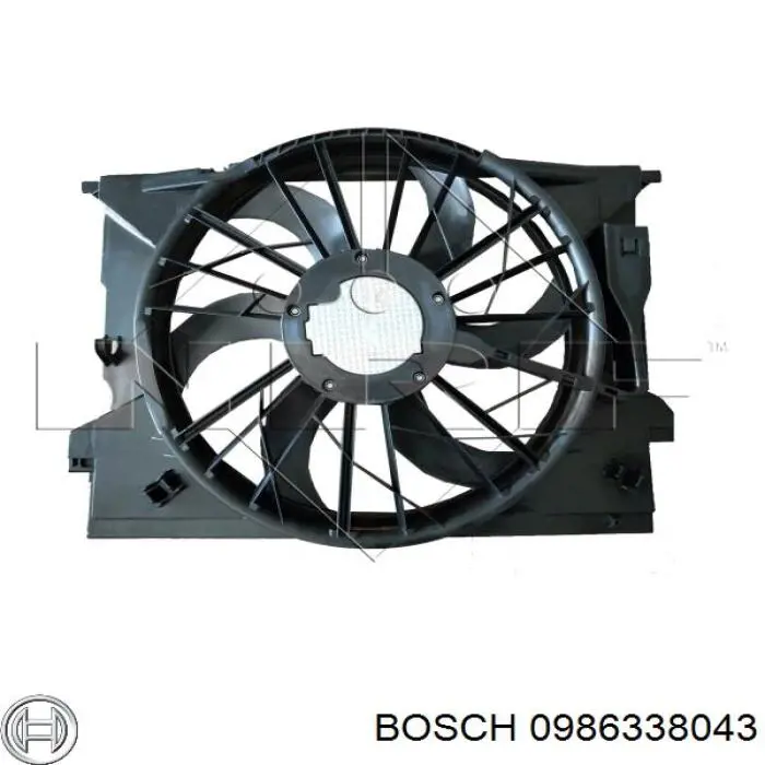 0986338043 Bosch difusor de radiador, ventilador de refrigeración, condensador del aire acondicionado, completo con motor y rodete