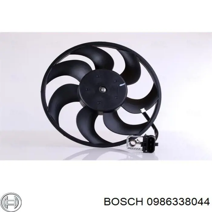 0986338044 Bosch difusor de radiador, ventilador de refrigeración, condensador del aire acondicionado, completo con motor y rodete