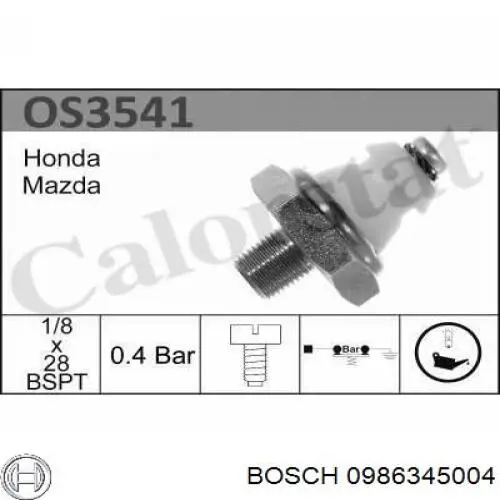 0986345004 Bosch sensor de presión de aceite