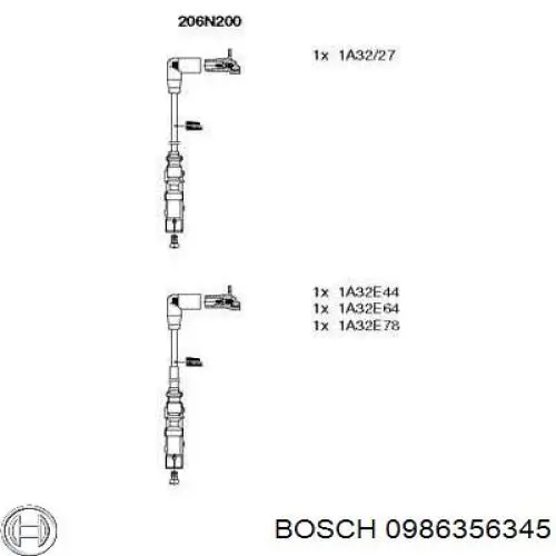 0986356345 Bosch juego de cables de encendido