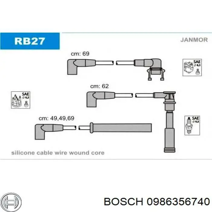 0986356740 Bosch Cables de alta tensión, juego