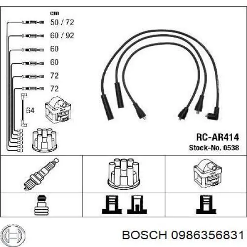 Juego de cables de bujias Bosch 0986356831 precio, desde 55,73 EUR