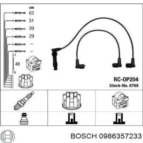 0986357233 Bosch juego de cables de encendido