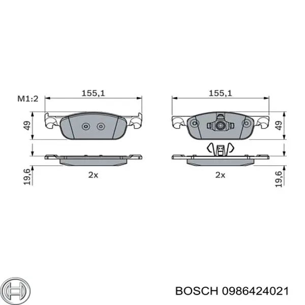 Pastillas de freno 0986424021 Bosch