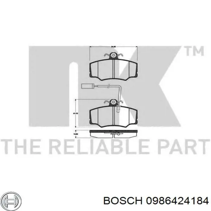 Comprar 0986424184 Bosch Pastillas delanteras de freno