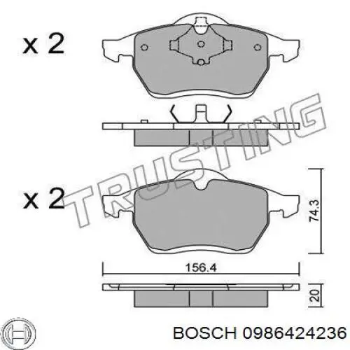 0986424236 Bosch pastillas de freno delanteras