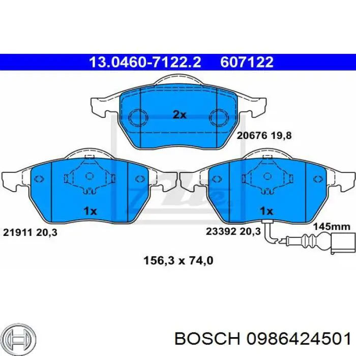 0986424501 Bosch Pastillas delanteras