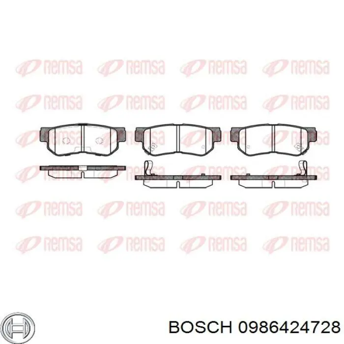 0 986 424 728 Bosch pastillas de freno traseras