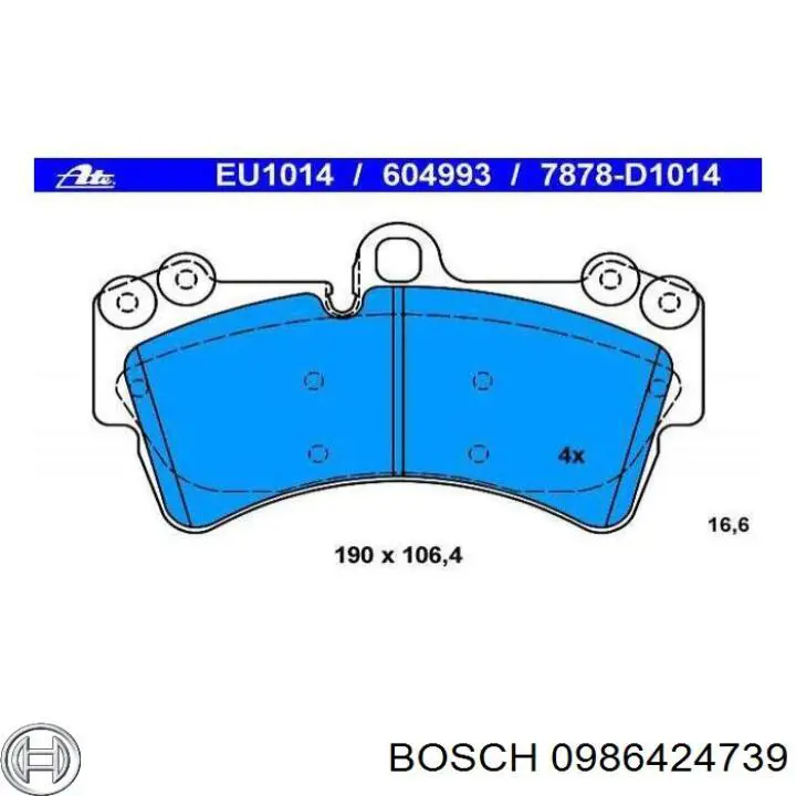 Comprar 0986424739 Bosch Pastillas delanteras de freno